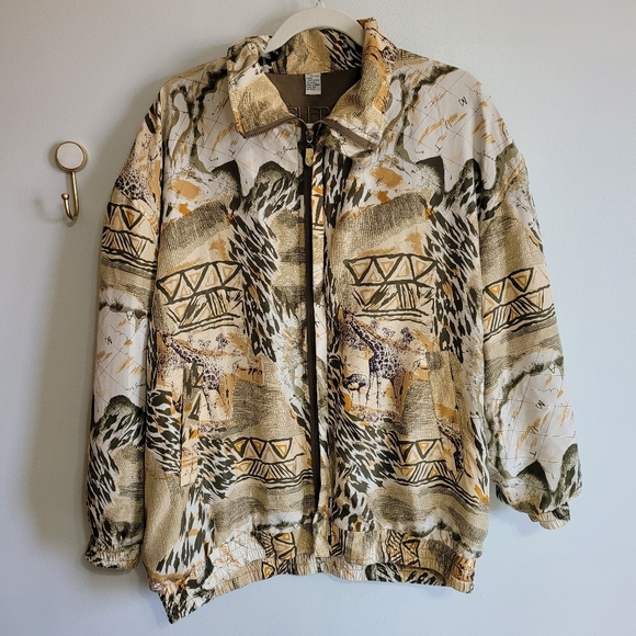 FUDA African Safari Silk vintage windbreaker 1X - Picture 1 of 5